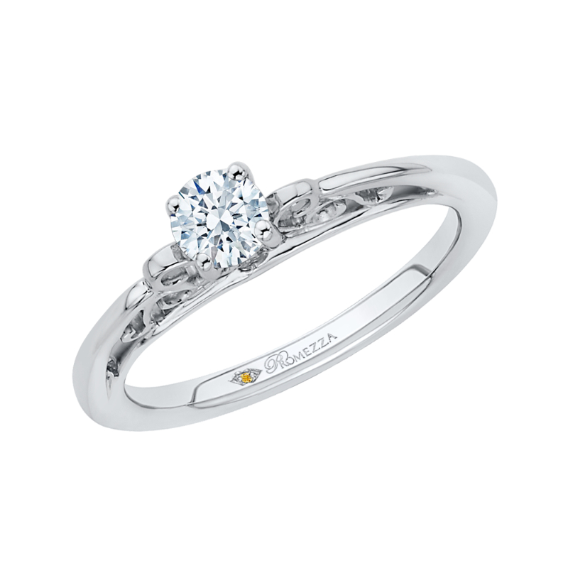 Diamond Solitaire Petite Engagement Ring in 14K White Gold