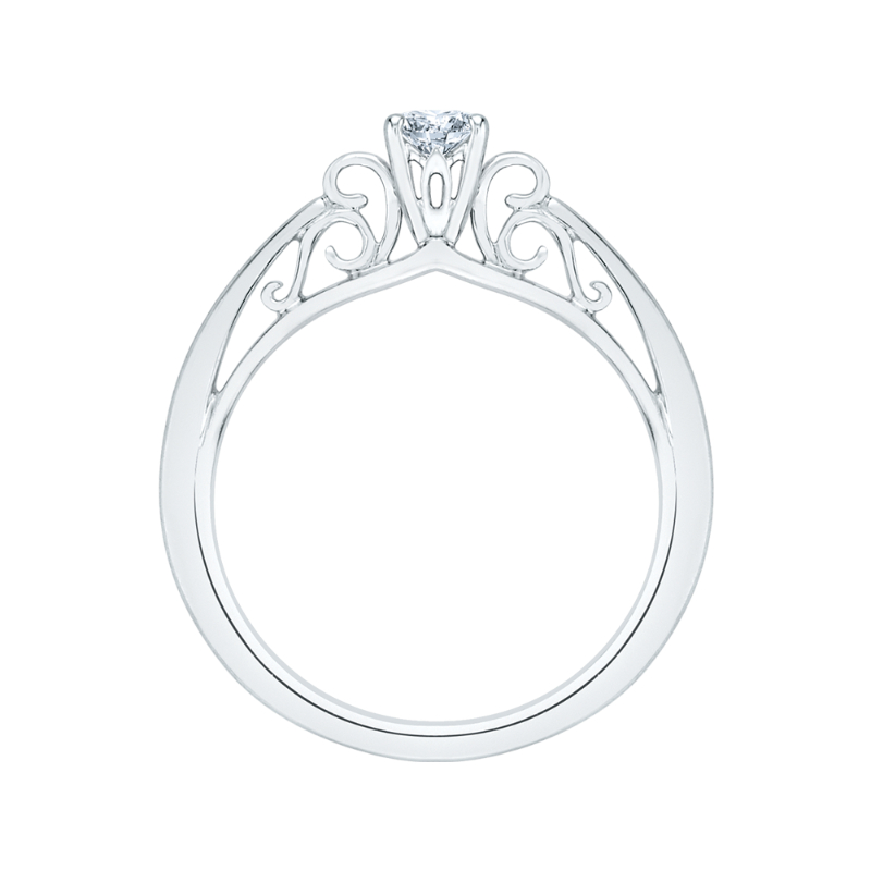 Diamond Solitaire Petite Engagement Ring in 14K White Gold