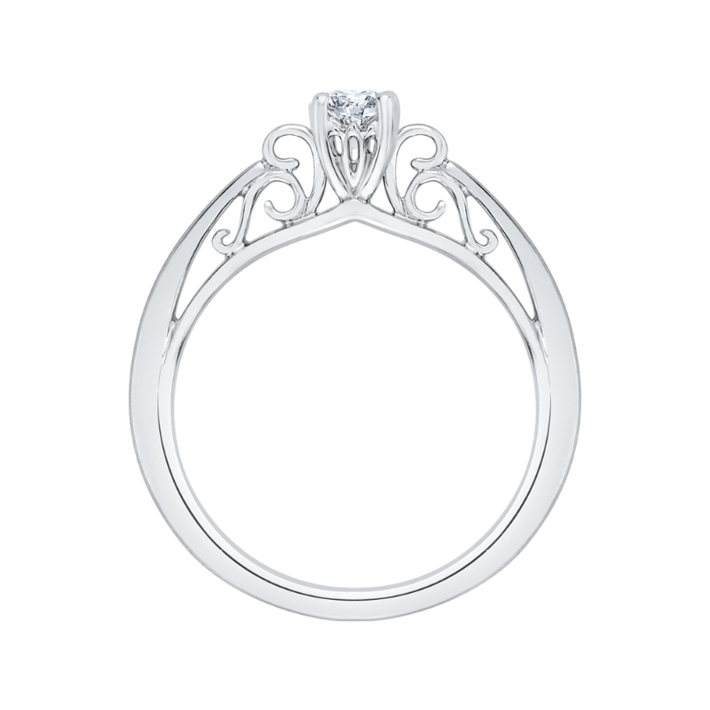 Diamond Solitaire Petite Engagement Ring in 14K White Gold