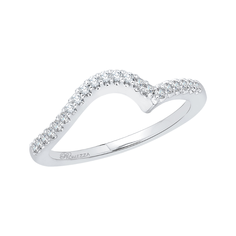 Diamond Curved Wedding Band in 14K White Gold