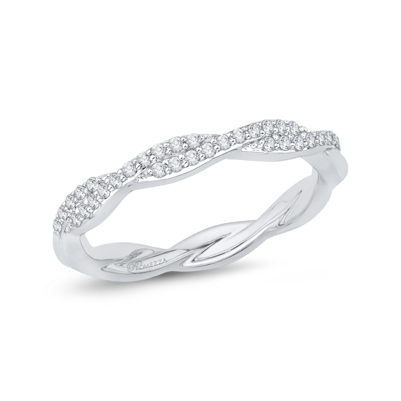 Diamond Criss-Cross Wedding Band in 14K White Gold