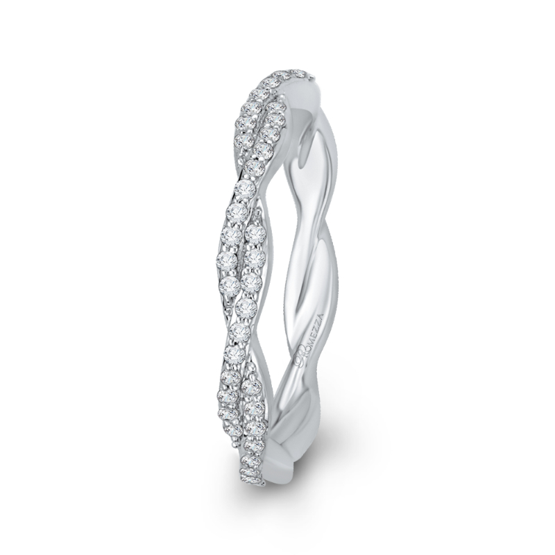 Diamond Criss-Cross Wedding Band in 14K White Gold