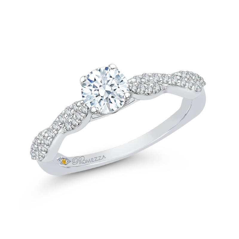 Diamond Floral Engagement Ring in 14K White Gold