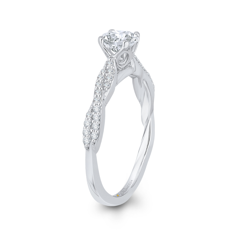 Diamond Floral Engagement Ring in 14K White Gold