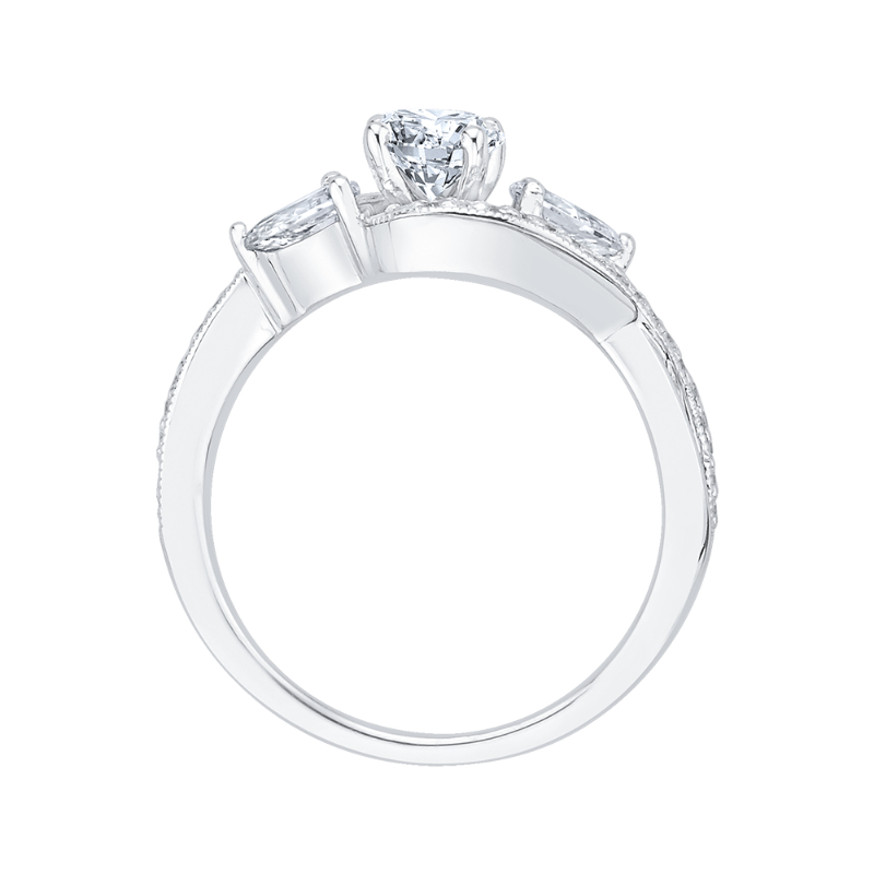Round Diamond Three-Stone Engagement Ring in 14K White Gold
