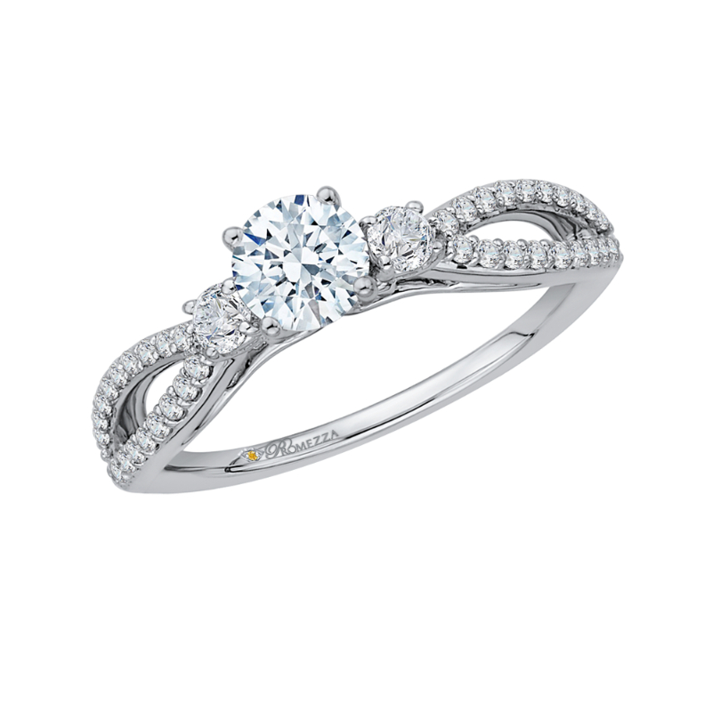 Split Shank Round Diamond Engagement Ring in 14K White Gold