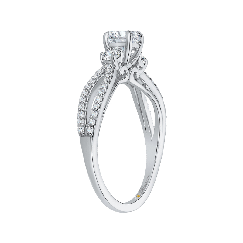 Split Shank Round Diamond Engagement Ring in 14K White Gold