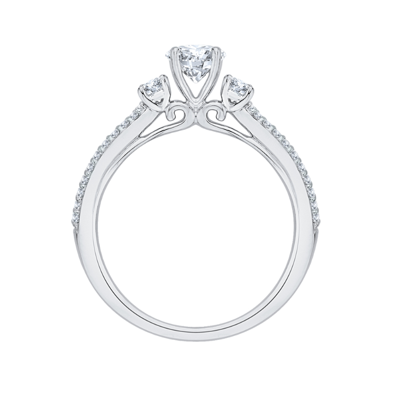 Split Shank Round Diamond Engagement Ring in 14K White Gold