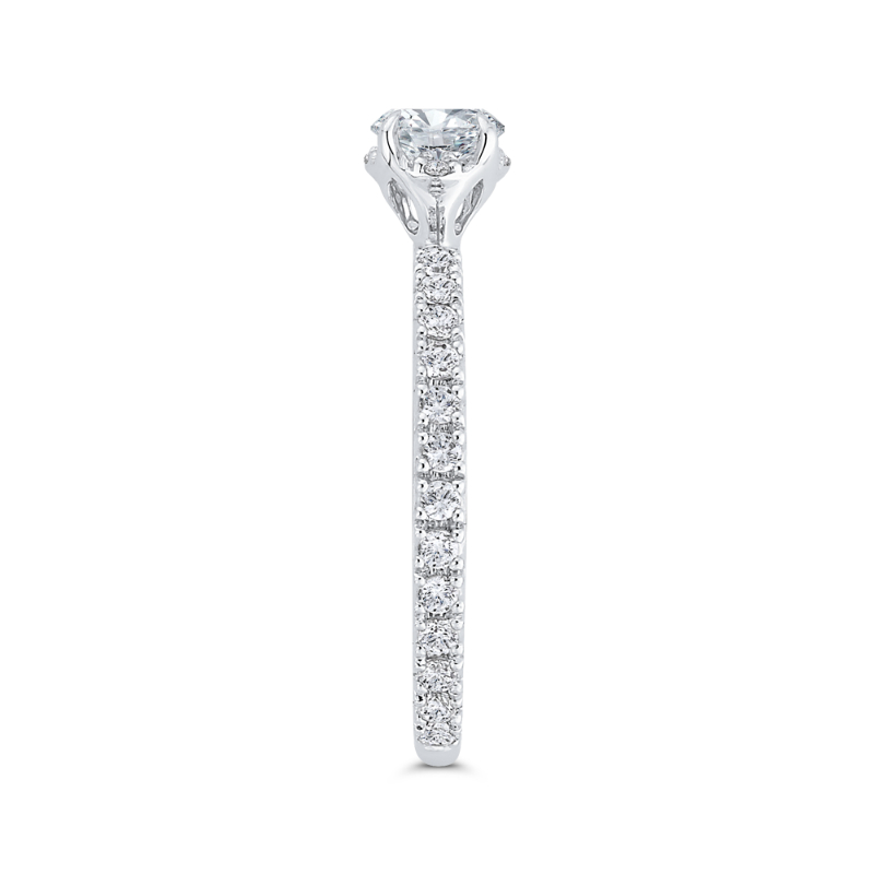 Diamond Floral Engagement Ring in 14K White Gold