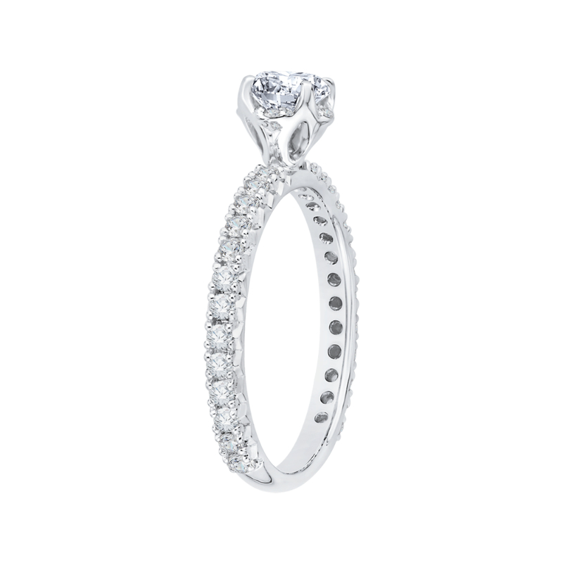 Diamond Floral Engagement Ring in 14K White Gold