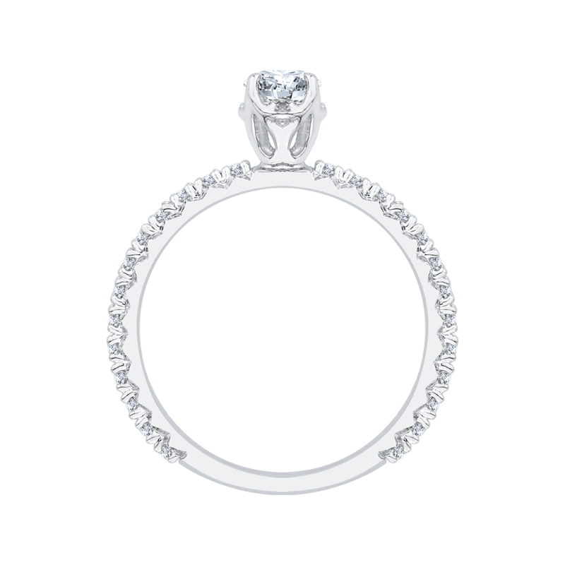 Diamond Floral Engagement Ring in 14K White Gold