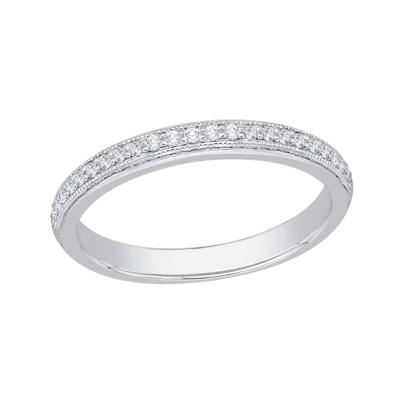 Round Diamond Half-Eternity Wedding Band in 14K White Gold