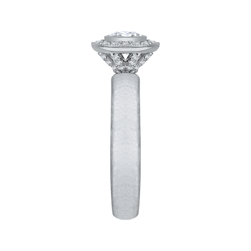 Round Diamond Halo Engagement Ring in 14K White Gold