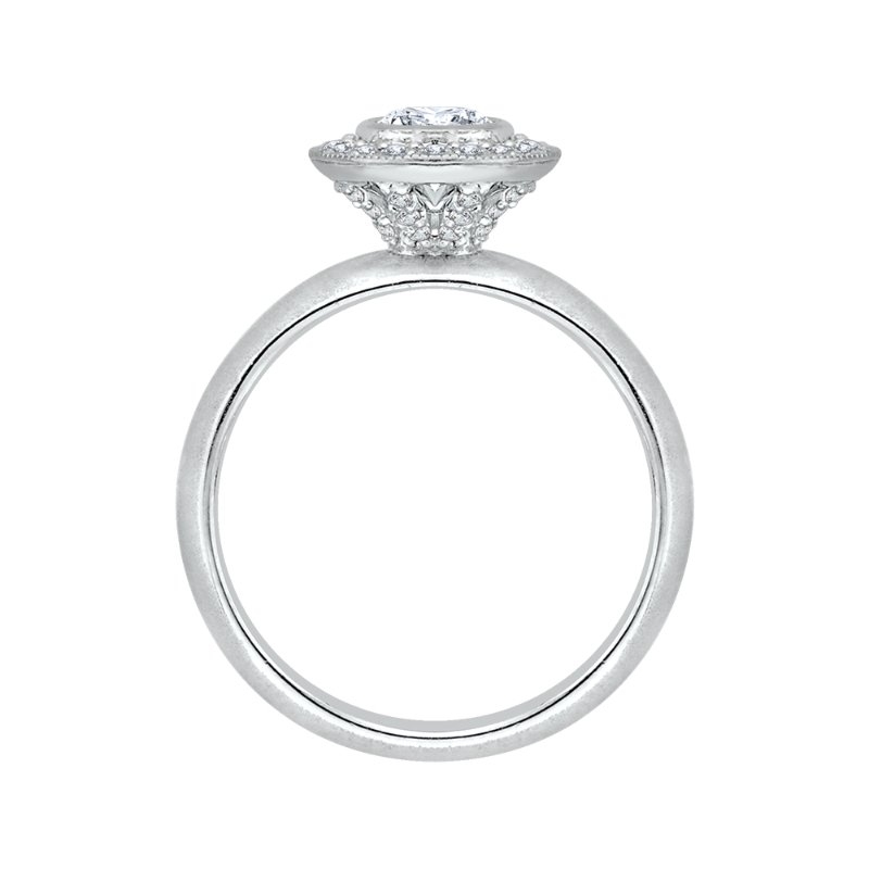 Round Diamond Halo Engagement Ring in 14K White Gold