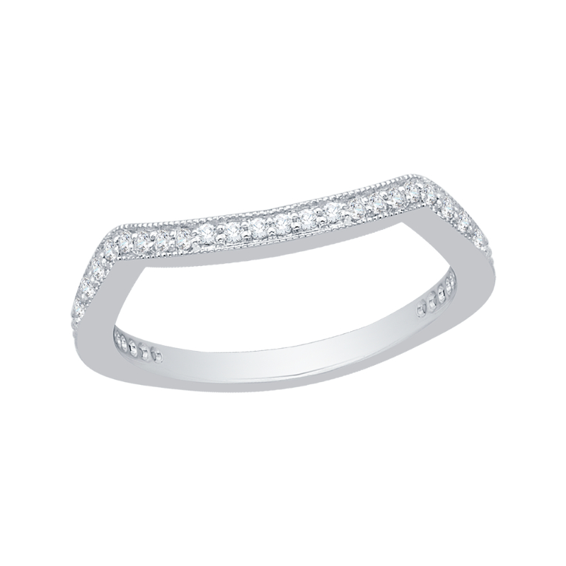 Round Diamond Wedding Band in 14K White Gold