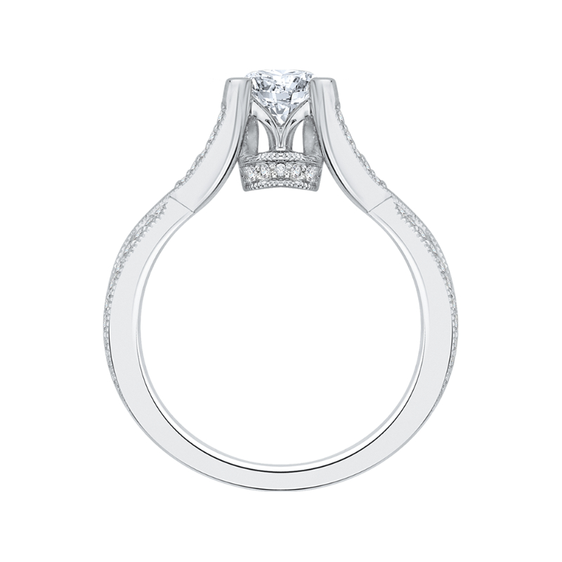 Split Shank Round Diamond Engagement Ring in 14K White Gold