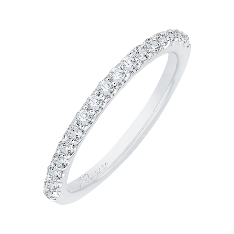Round Diamond Half-Eternity Wedding Band In 14K White Gold