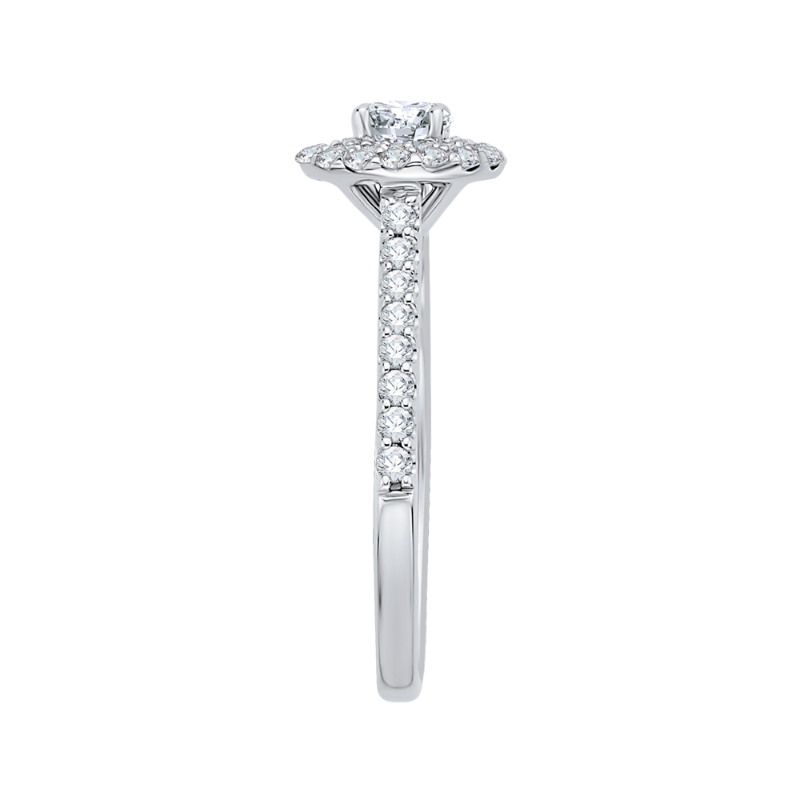 Round Diamond Double Halo Engagement Ring in 14K White Gold