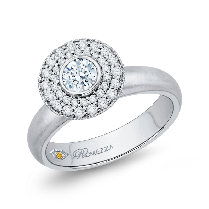 Diamond Double Halo Engagement Ring in 14K White Gold