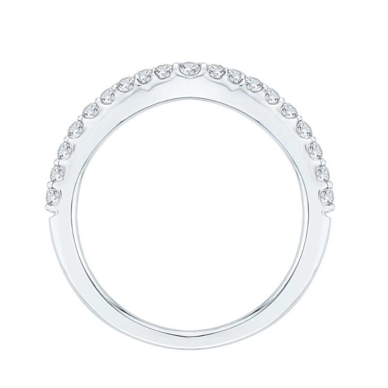 Round Diamond Half-Eternity Wedding Band in 14K White Gold