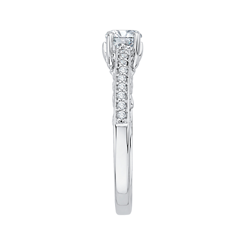 Round Diamond Engagement Ring In 14K White Gold