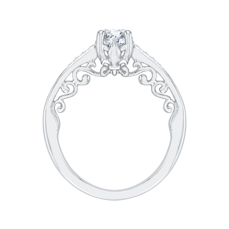 Round Diamond Engagement Ring In 14K White Gold