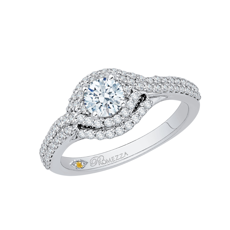 Round Diamond Engagement Ring in 14K White Gold