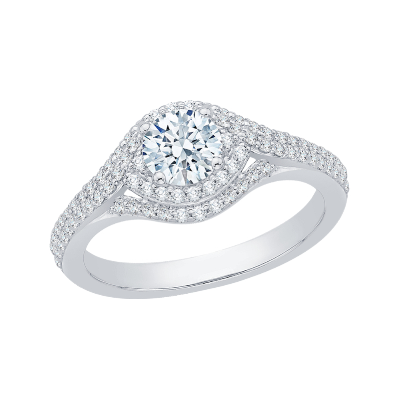 Round Diamond Engagement Ring in 14K White Gold