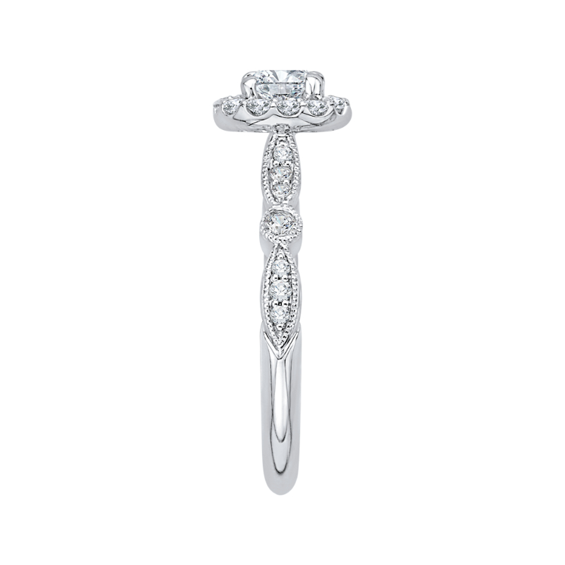 Diamond Halo Engagement Ring in 14K White Gold