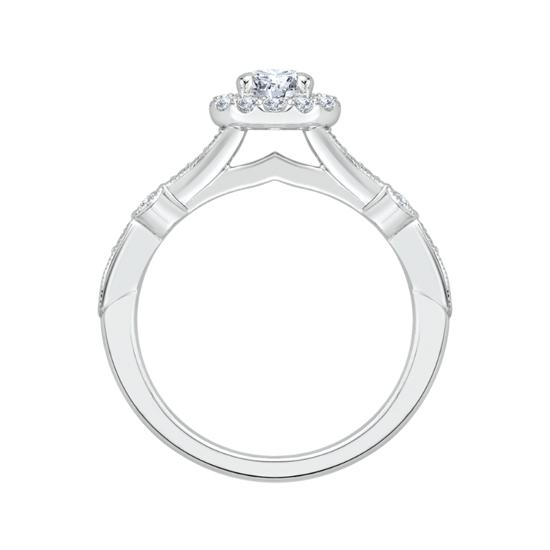 Diamond Halo Engagement Ring in 14K White Gold