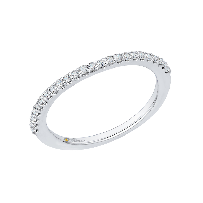 Round Diamond Wedding Band in 14K White Gold