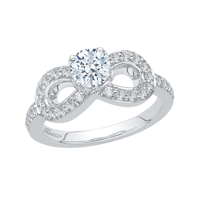 Round Diamond Infinity Engagement Ring in 14K White Gold