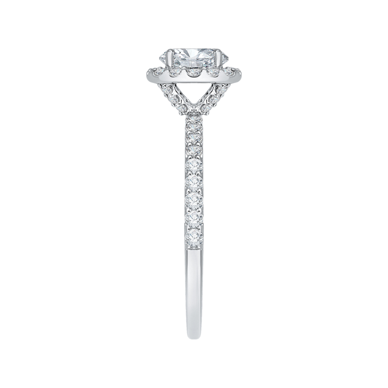 Round Diamond Halo Engagement Ring in 14K White Gold