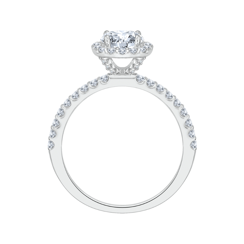 Round Diamond Halo Engagement Ring in 14K White Gold
