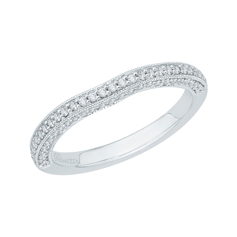 Round Diamond Half-Eternity Wedding Band in 14K White Gold