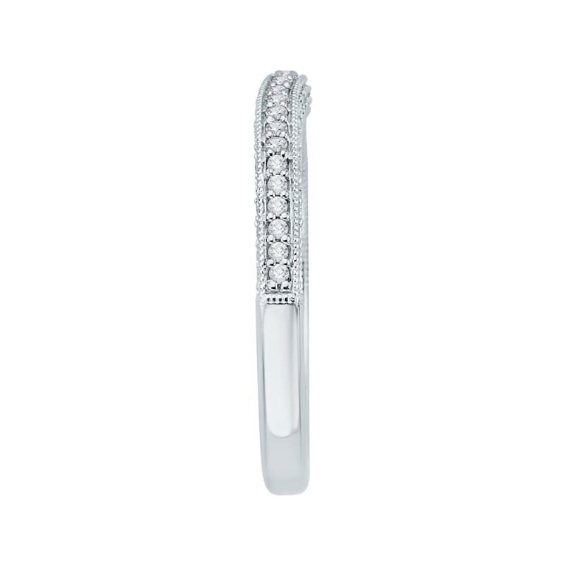 Round Diamond Half-Eternity Wedding Band in 14K White Gold