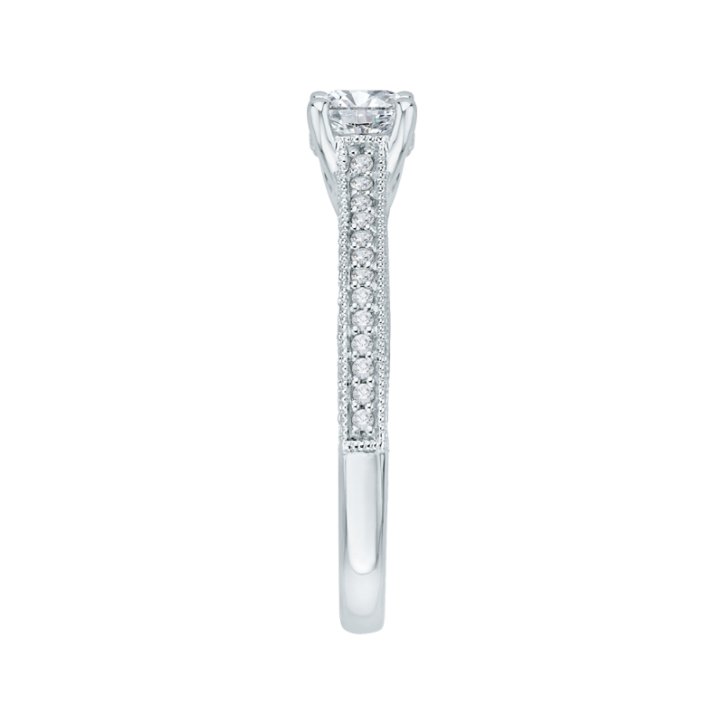 Diamond Cathedral Style Engagement Ring In 14K White Gold
