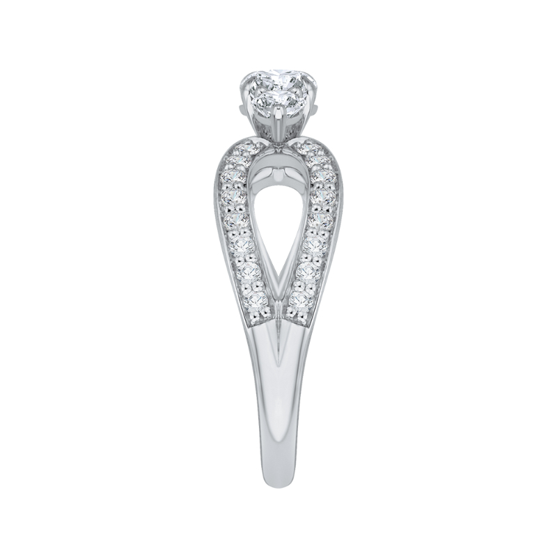 Split Shank Diamond Three-Stone Engagement Ring in 14K White Gold