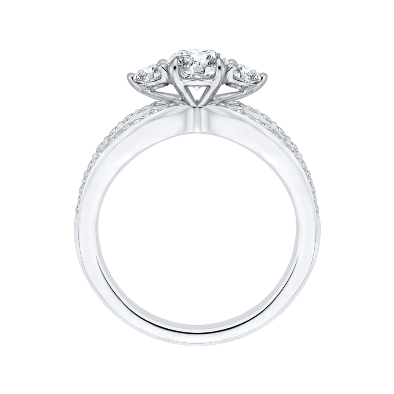 Split Shank Diamond Three-Stone Engagement Ring in 14K White Gold