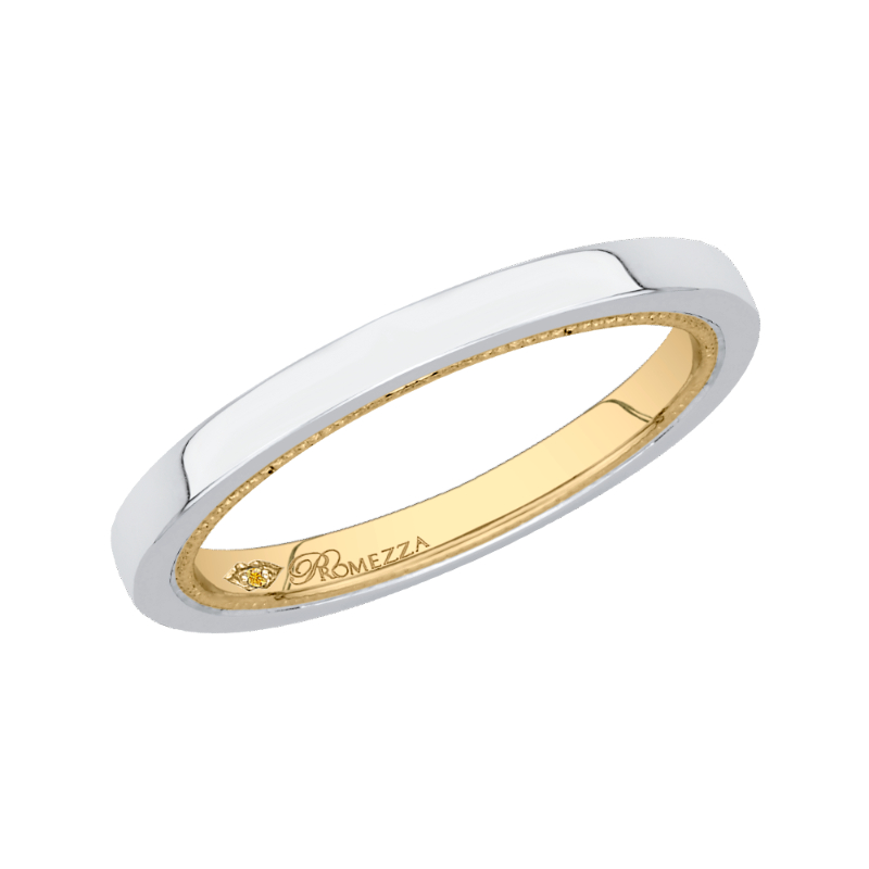Plain Wedding Band in 14K Two Tone Gold