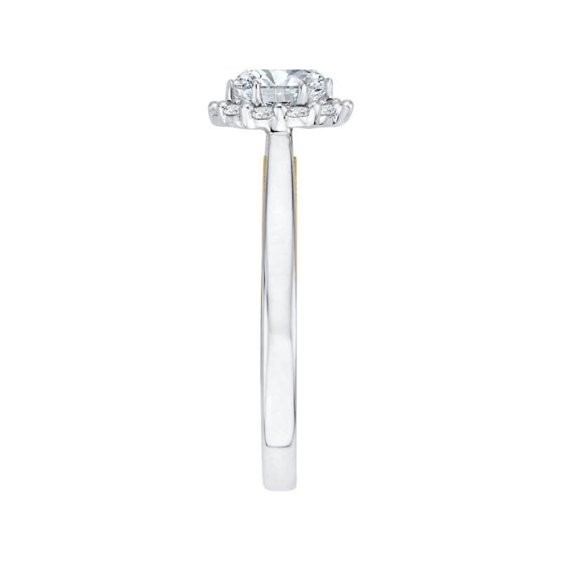 Round Diamond Halo Engagement Ring in 14K Two Tone Gold
