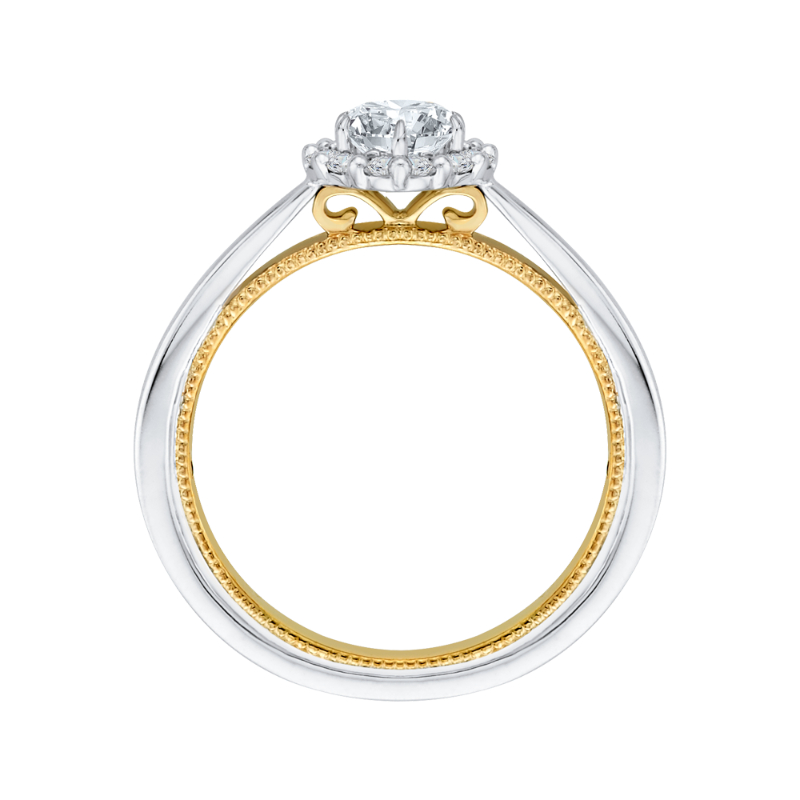 Round Diamond Halo Engagement Ring in 14K Two Tone Gold