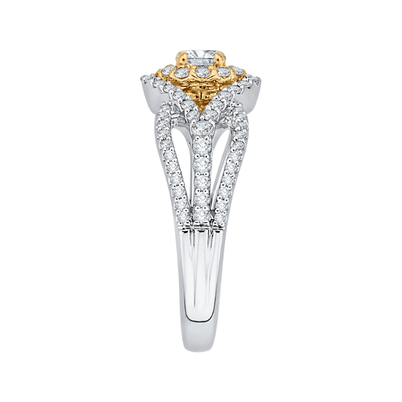 Round Diamond Halo Engagement Ring in 14K Two Tone Gold