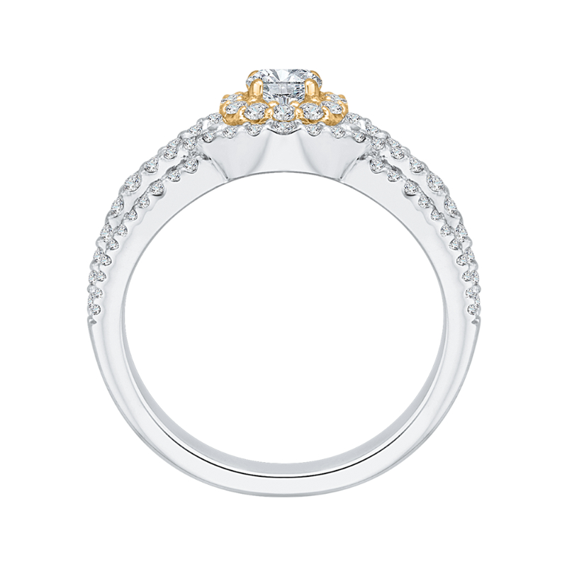 Round Diamond Halo Engagement Ring in 14K Two Tone Gold