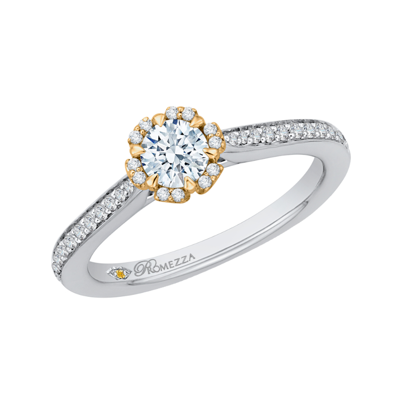 Round Diamond Engagement Ring in 14K Two Tone Gold