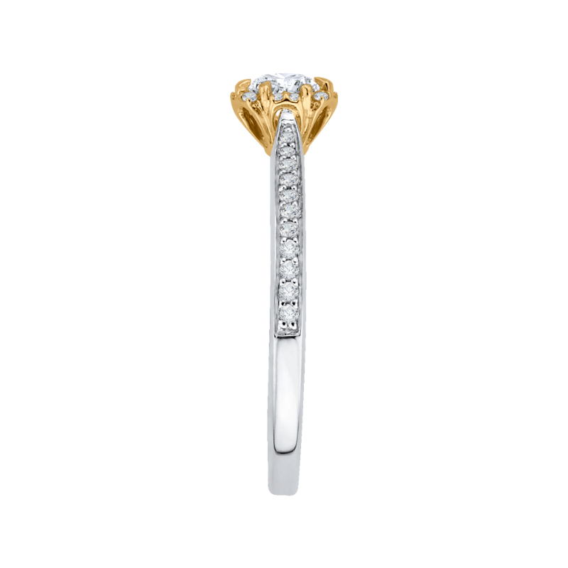 Round Diamond Engagement Ring in 14K Two Tone Gold