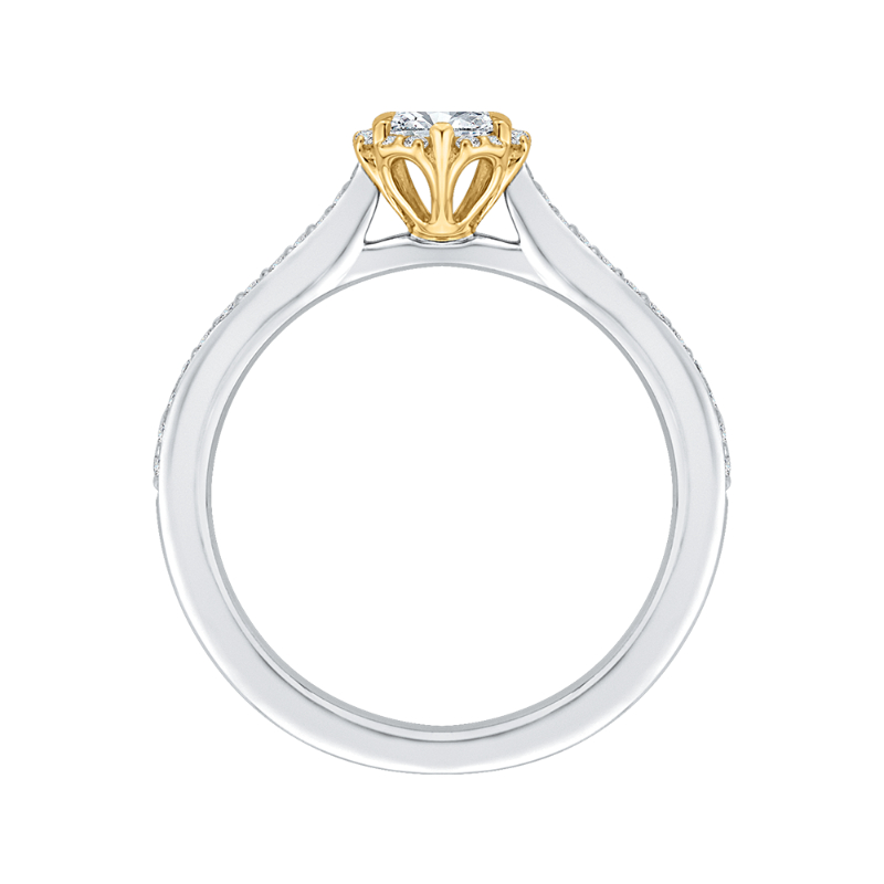Round Diamond Engagement Ring in 14K Two Tone Gold