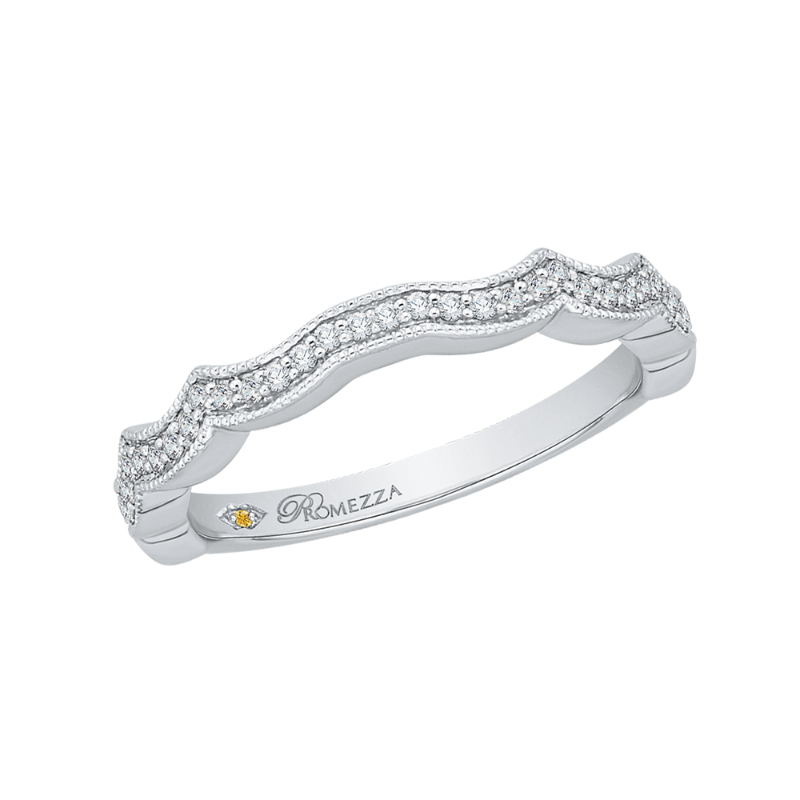 Round Diamond Wedding band in 14K White Gold