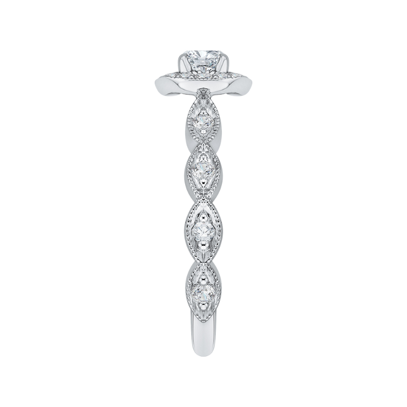 Diamond Halo Engagement Ring in 14K White Gold