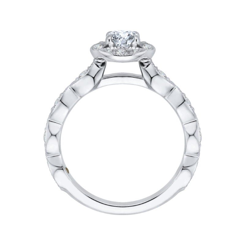 Diamond Halo Engagement Ring in 14K White Gold